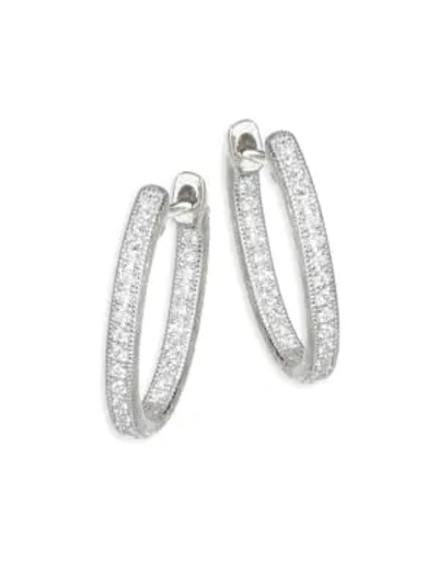 Shop Jude Frances Lisse Diamond Small Oval Hoop Earring In White Gold