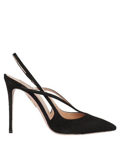 Shop Aquazzura Soul 105 Slingbacks In Black