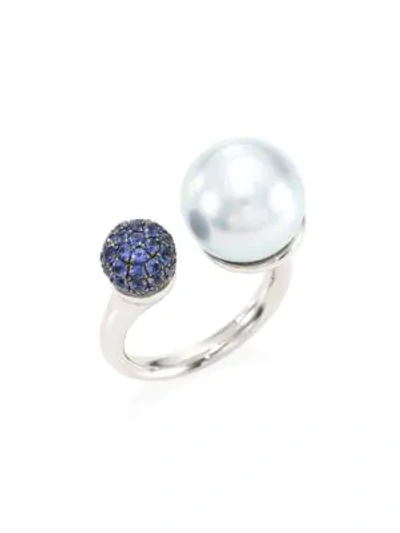 Shop Yoko London Women's 18k White Gold Pearl & Sapphire Ring