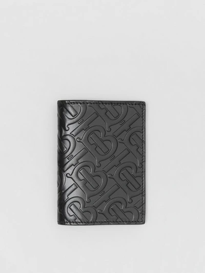 Shop Burberry Monogram Leather Bifold Card Case In Black