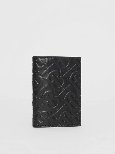 Shop Burberry Monogram Leather Bifold Card Case In Black