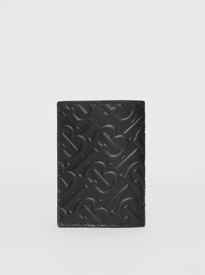 Shop Burberry Monogram Leather Bifold Card Case In Black