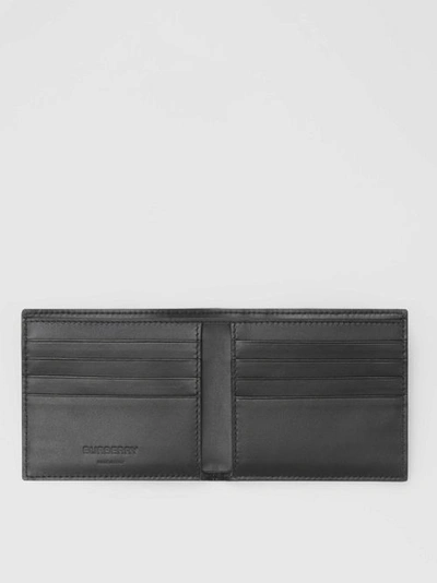 Shop Burberry Cow Print Leather International Bifold Wallet In Black/white