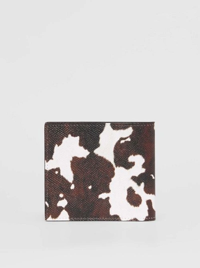 Shop Burberry Cow Print Leather International Bifold Wallet In Black/white