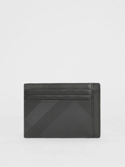 Shop Burberry London Check And Leather Card Case In Dark Charcoal