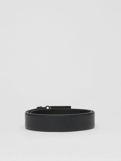 Shop Burberry Plaque Buckle Grainy Leather Belt In Black