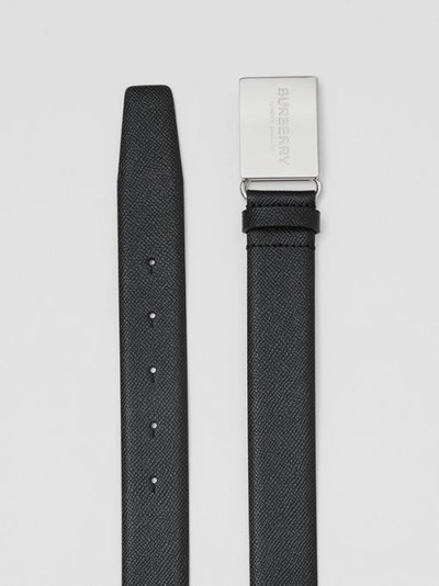 Shop Burberry Plaque Buckle Grainy Leather Belt In Black