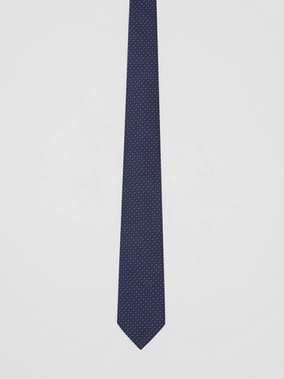 Shop Burberry Classic Cut Micro Dot Silk Jacquard Tie In Navy