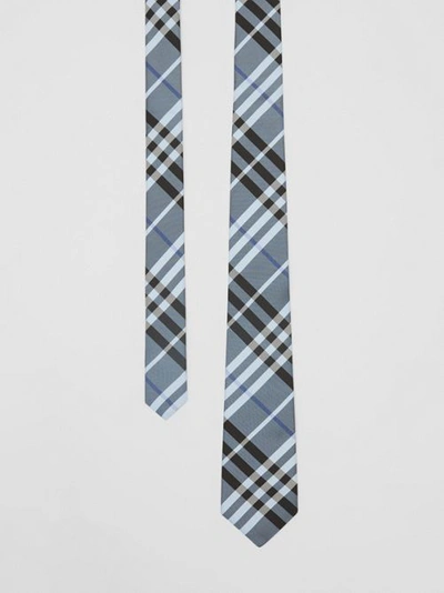 Shop Burberry Classic Cut Vintage Check Silk Tie In Light Steel Blue