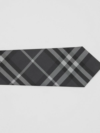 Shop Burberry Classic Cut Vintage Check Silk Tie In Charcoal