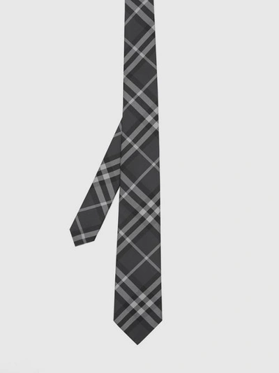 Shop Burberry Classic Cut Vintage Check Silk Tie In Charcoal