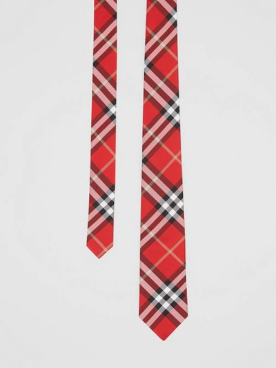 Shop Burberry Classic Cut Vintage Check Silk Tie In Red