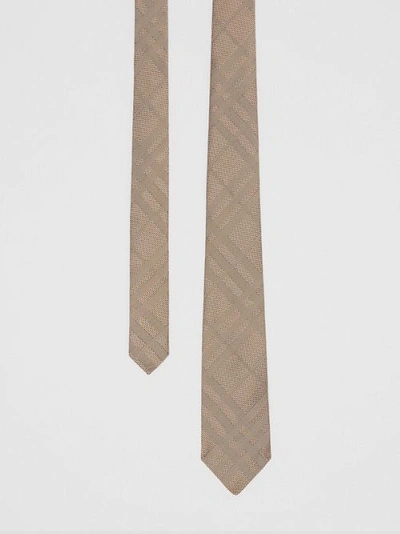Shop Burberry Classic Cut Check Silk Jacquard Tie In Archive Beige