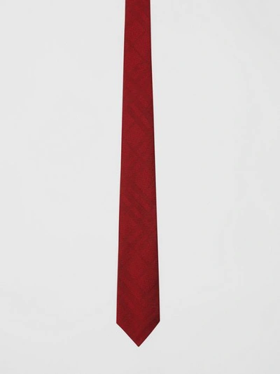Shop Burberry Classic Cut Check Silk Jacquard Tie In Deep Red