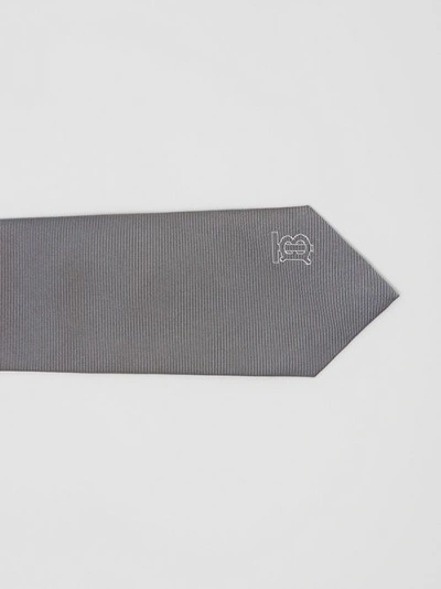 Shop Burberry Classic Cut Monogram Motif Silk Tie In Mid Grey
