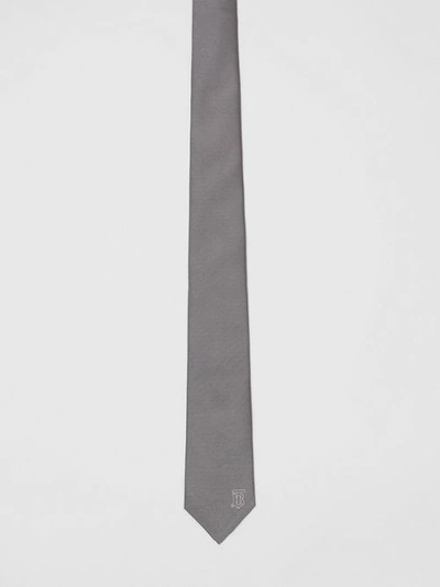 Shop Burberry Classic Cut Monogram Motif Silk Tie In Mid Grey