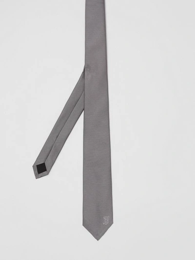 Shop Burberry Classic Cut Monogram Motif Silk Tie In Mid Grey