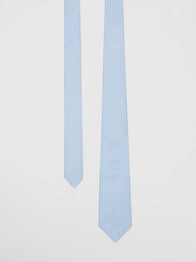 Shop Burberry Classic Cut Monogram Silk Jacquard Tie In Pale Blue
