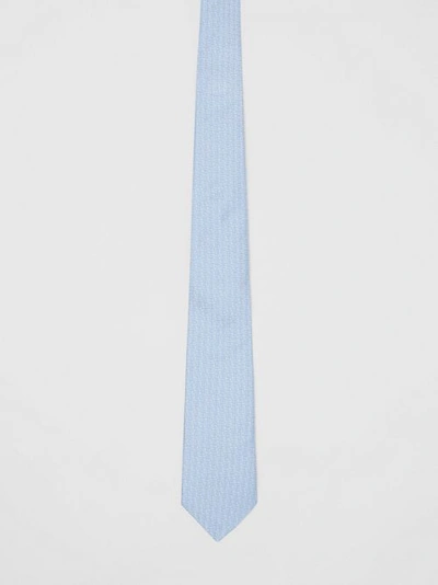 Shop Burberry Classic Cut Monogram Silk Jacquard Tie In Pale Blue
