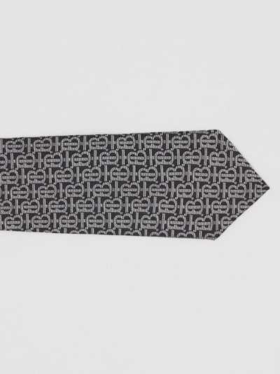 Shop Burberry Classic Cut Monogram Silk Jacquard Tie In Mid Grey