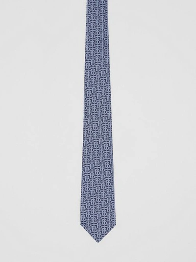 Shop Burberry Classic Cut Monogram Silk Jacquard Tie In Bright Navy