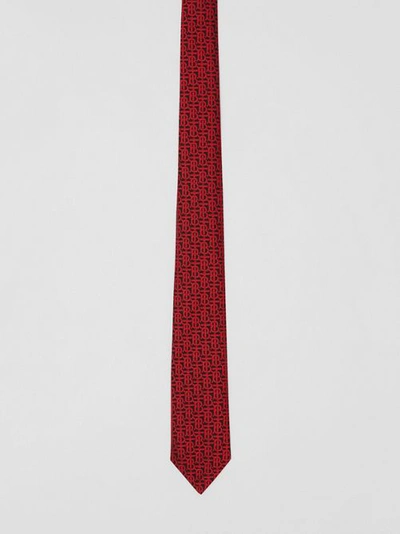 Shop Burberry Classic Cut Monogram Silk Jacquard Tie In Bright Red