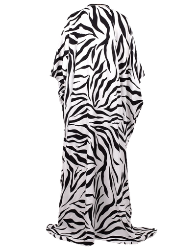 Shop Oscar De La Renta Zebra Print Silk Caftan In Blk-wht