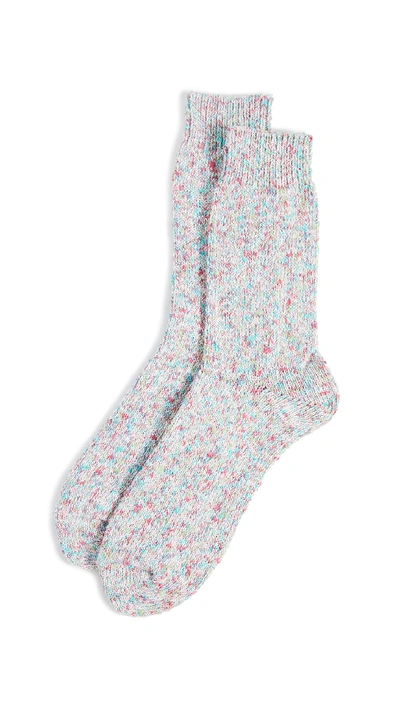 Shop Druthers Tie Dye Melange Crew Socks In Teal/pink