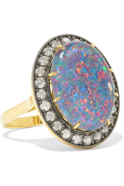 Shop Andrea Fohrman Kat 18-karat Gold, Opal And Diamond Ring