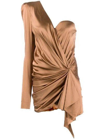 Shop Alexandre Vauthier Asymmetric Mini Dress - Neutrals