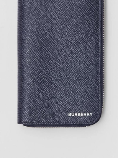 Shop Burberry Grainy Leather Ziparound Wallet In Regency Blue