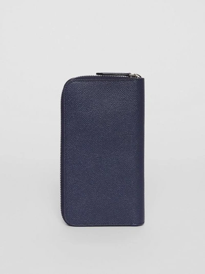 Shop Burberry Grainy Leather Ziparound Wallet In Regency Blue