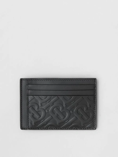 Shop Burberry Monogram Leather Money Clip Card Case In Black