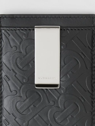 Shop Burberry Monogram Leather Money Clip Card Case In Black