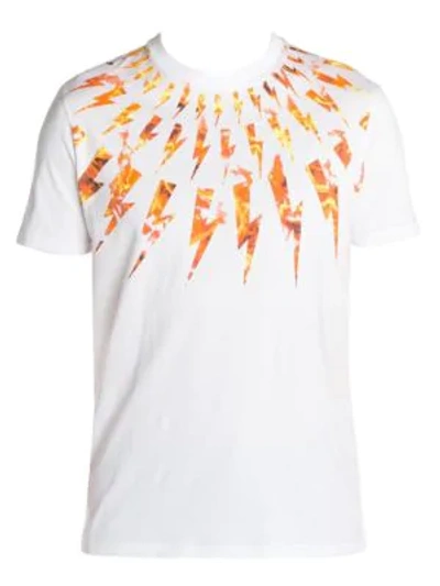Shop Neil Barrett Flame Graphic T-shirt In White