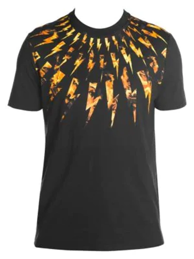 Shop Neil Barrett Flame Graphic T-shirt In Black Orange