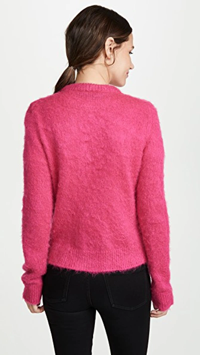 Shop Versace Fuzzy Cardigan In Fuschia