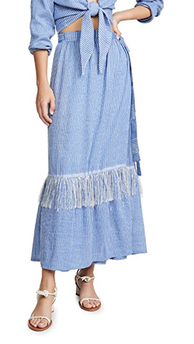 Shop Lemlem Zinab Wrap Skirt In Cornflower Blue