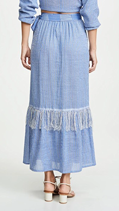 Shop Lemlem Zinab Wrap Skirt In Cornflower Blue