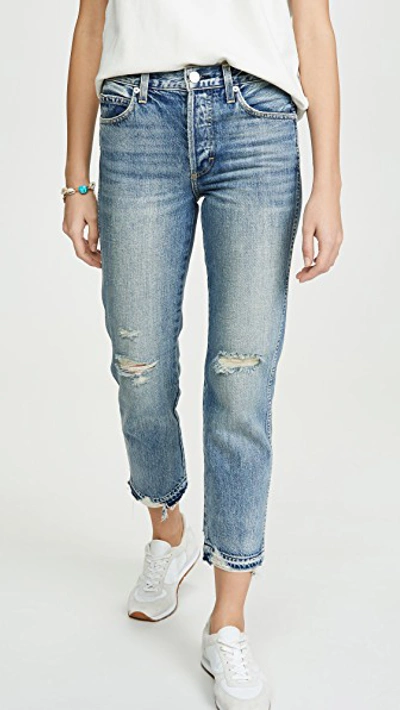 Shop Amo Rigid Babe High Rise Slim Straight Jeans In Loved