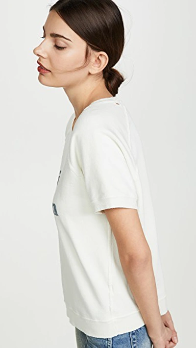 Shop Amo Give A Damn Short Sleeve Sweatshirt In Vintage White