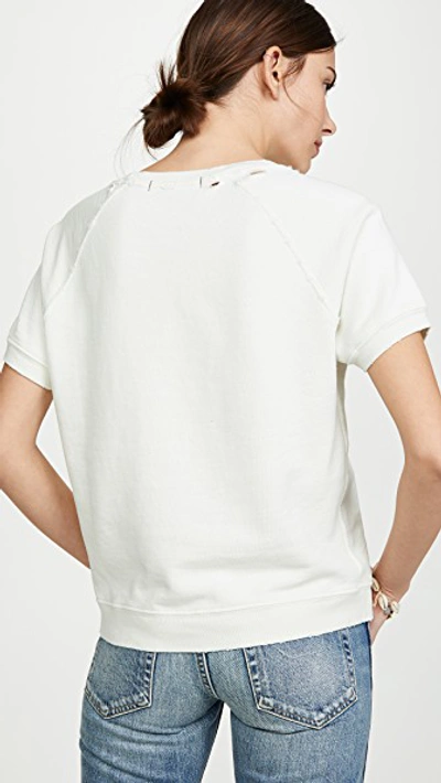 Shop Amo Give A Damn Short Sleeve Sweatshirt In Vintage White