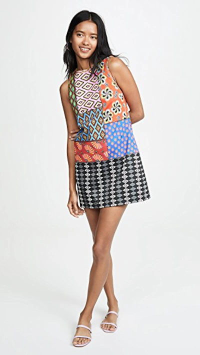 Shop Alice And Olivia X Carla Kranendonk Clyde Shift Dress In Carla Patchwork
