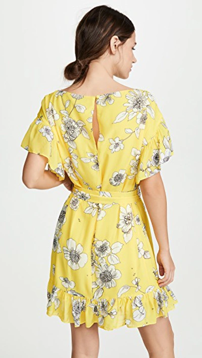 Shop Alice And Olivia Ellamae Drop Shoulder Ruffle Sleeve Dress In Begonia Citrus