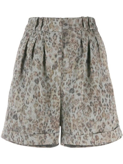 Shop Iro Leopard Print Bermuda Shorts - Grey