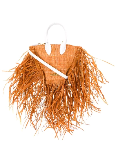 Shop Jacquemus Bast-handtasche Mit Fransen - Orange