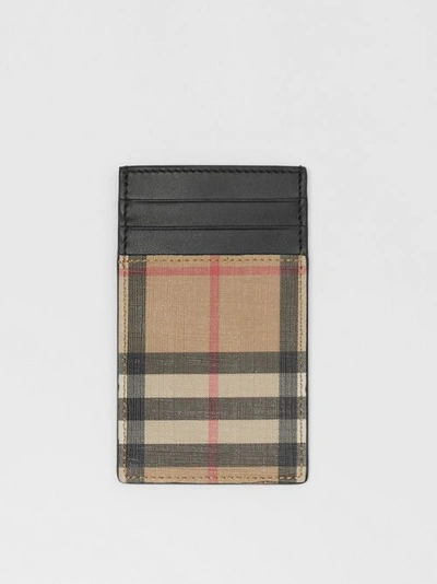 Shop Burberry Vintage Check E-canvas And Leather Card Case In Archive Beige