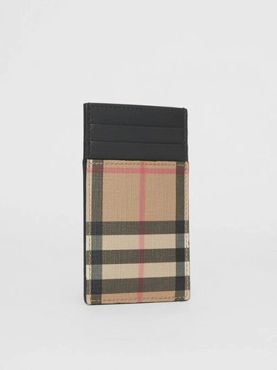 Shop Burberry Vintage Check E-canvas And Leather Card Case In Archive Beige