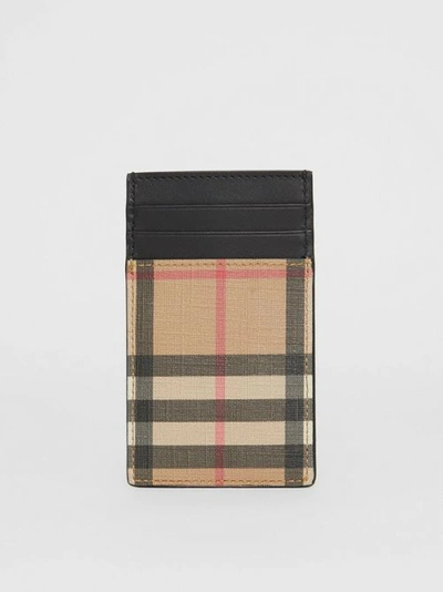 Shop Burberry Vintage Check E-canvas And Leather Card Case In Archive Beige