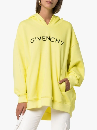 Shop Givenchy Logo Print Hoodie In 730 Bright Yellow